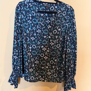 INC International Concepts Blue Patterned Blouse